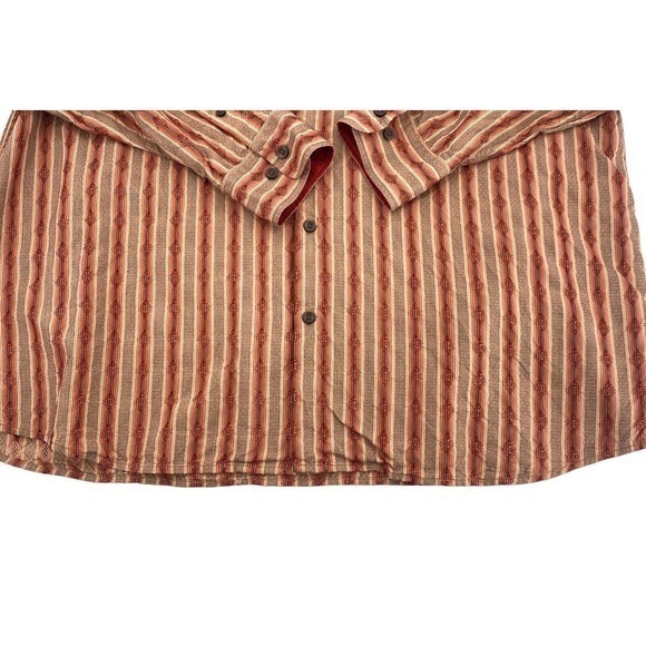 Tommy Bahama 100% Silk Shirt Burnt Orange / Tan Stripes Long Sleeves Men’s XXL - Picture 7 of 13